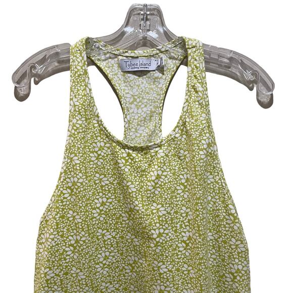 Tybee Island Racerback Leaf Print Dress Yellow Green Size Small - Picture 4 of 6
